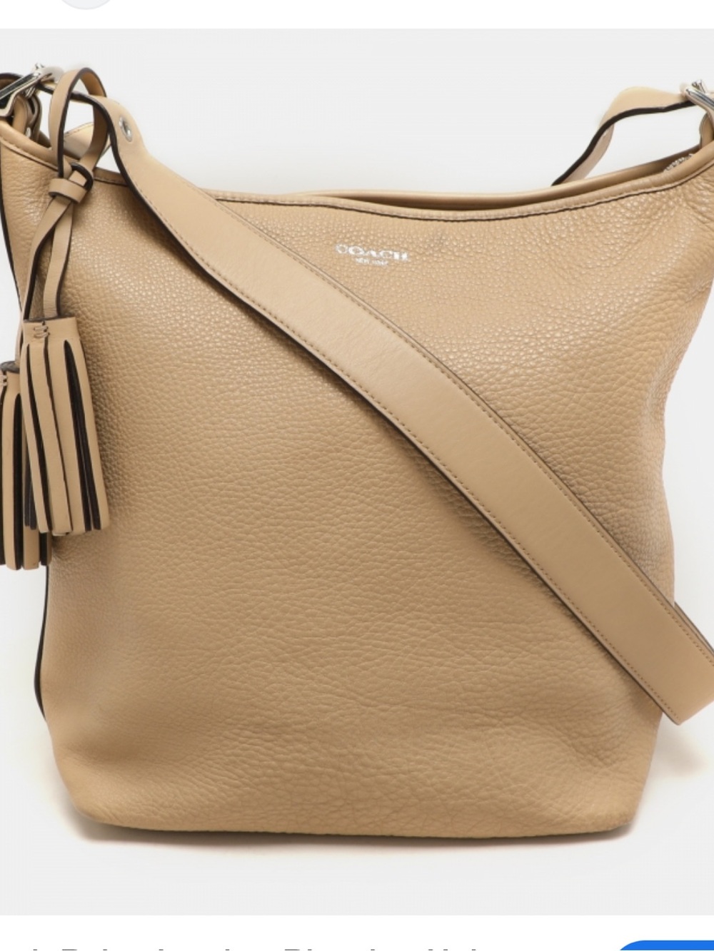 VINTAGE COACH TAN/BEIGE LEATHER LEGACY TASSEL SHOULDER BUCKET BAG TOTE ZIP TOP